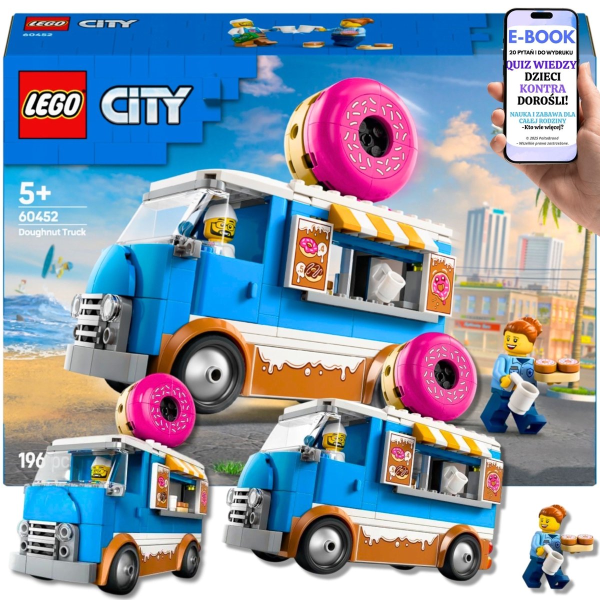 Zestaw LEGO® Mobilna Pączkarnia | Food truck z minifigurkami i pysznościami (60452) LEGO DLA CÓRKI SYNA DZIECKA + EBOOK-2