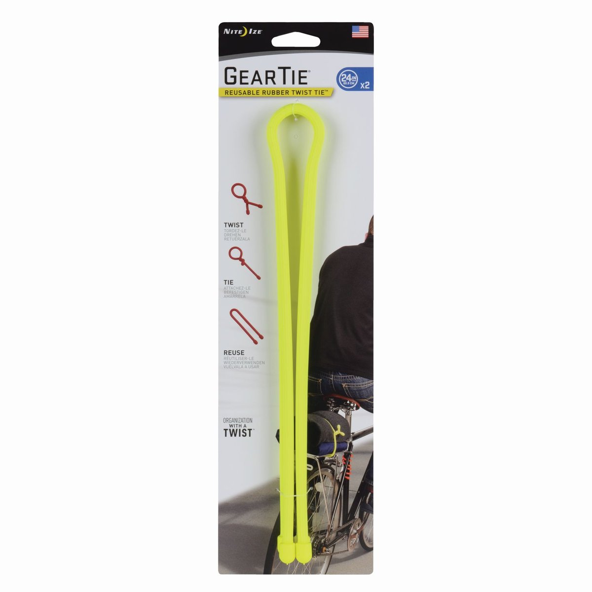 Zestaw linek NITE IZE Gear Tie Original 18', żółty neonowy, 2 szt.