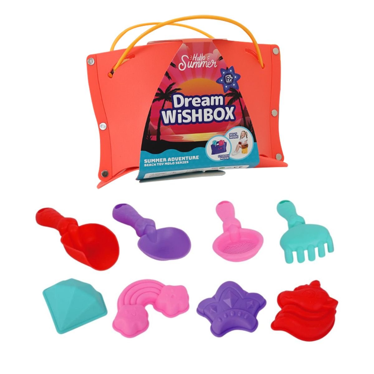 Małpiszon zestaw łopatek i foremek do piasku Kryształy z torbą - różowy