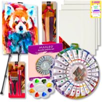 Zestaw Malarski Artystyczny Do Malowania Dla Dzieci Farby Płótna Sztaluga Pędzle Xxl Prezent Dla Dziecka + Ebook