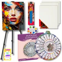 Zestaw Malarski Artystyczny Do Malowania Sztaluga Farby Płótna Prezent Dla Dzieci Dorosłych + Ebook