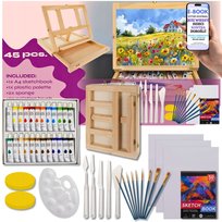 ZESTAW MALARSKI W WALIZCE ZE SZTALUGĄ ARTYSTYCZNY – Dla Dzieci Młodzieży i Dorosłych – Farby Pędzle Szkicownik Płótna Sztaluga ZESTAW PREZENT DLA DZIECI + EBOOK-2