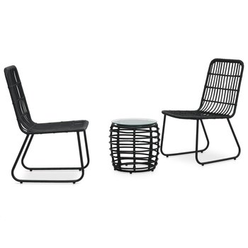 Zestaw mebli bistro rattan 2 krzesła + stół czarne - Zakito