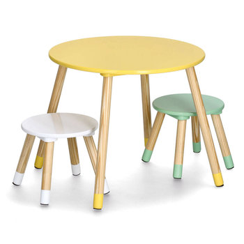 Zestaw mebli dla dzieci z MDF i sosny, stolik + 2 krzesła - Zeller