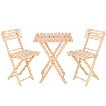 Zestaw mebli ogrodowych drewnianych na balkon składany komplet - Springos