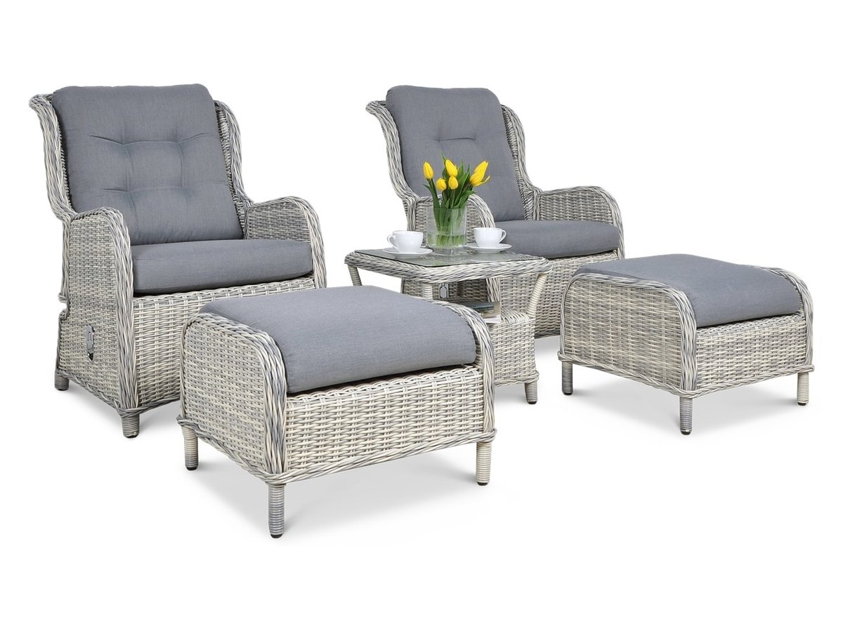 Zestaw mebli ogrodowych FOCUS GARDEN Sienna Duo Premium White Grey, szary, 5-elementowy