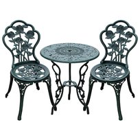Zestaw mebli ogrodowych Outsunny Bistro Set, 3-częściowy zestaw mebli balkonowych, odlew aluminiowy, kolor antyczny zielony