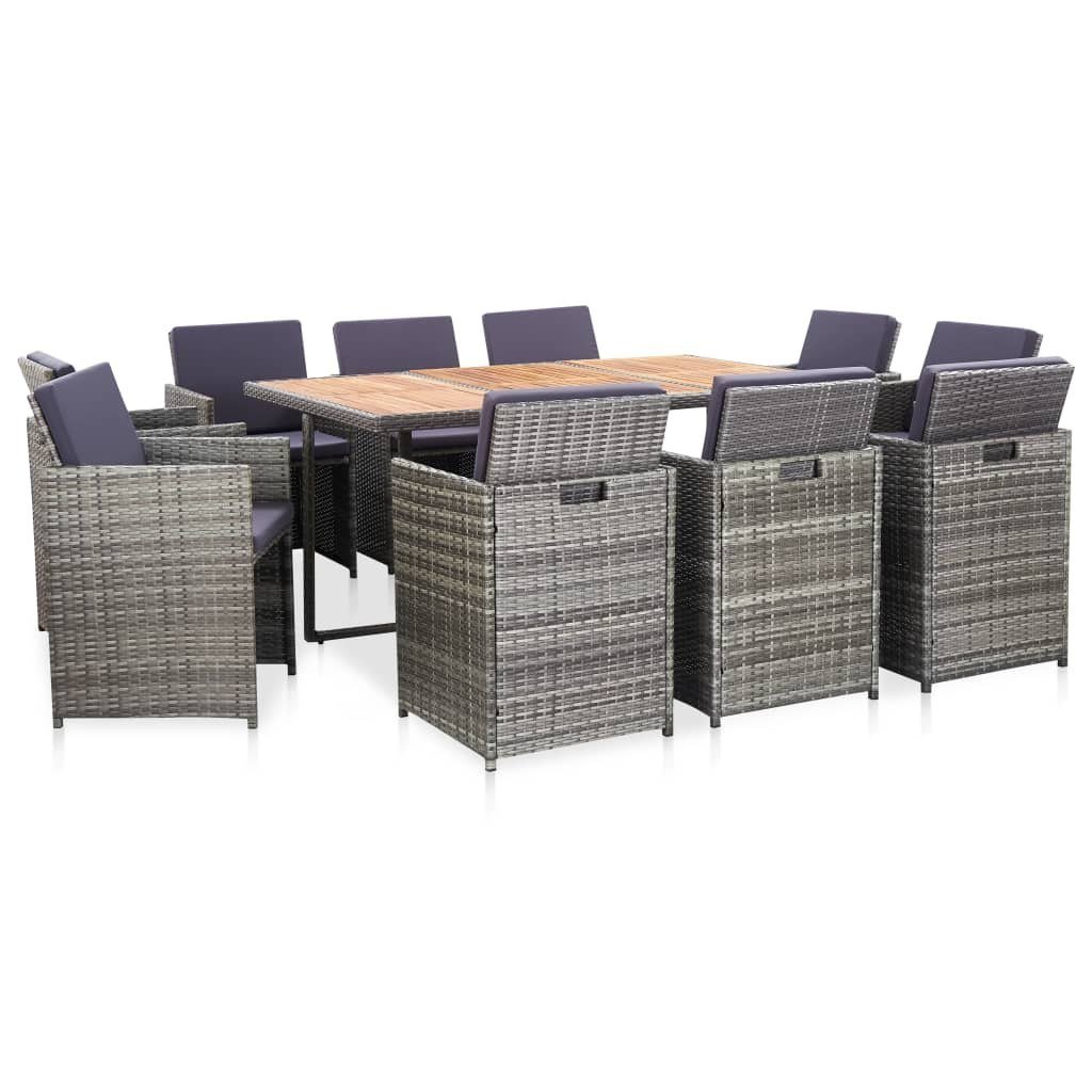Zestaw mebli ogrodowych z poduszkami VIDAXL, szary, 11 elementów
