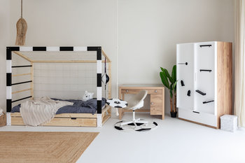 Zestaw mebli piłkarskich Paco Design – łóżko bramka, biurko, szafa, regał do pokoju dziecięcego - Paco Design