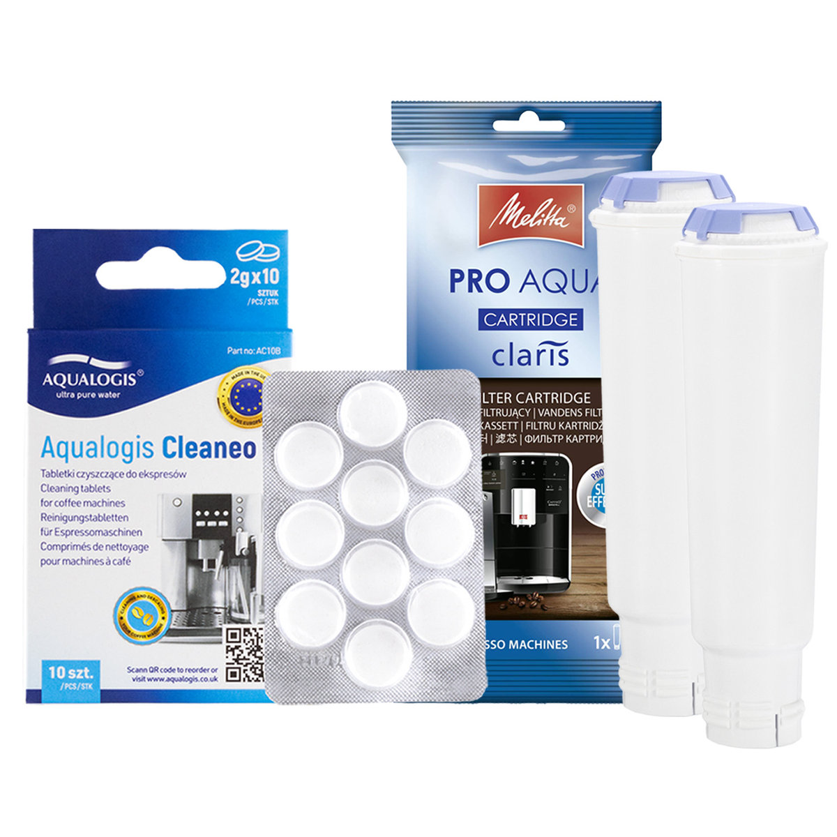 Zestaw MELITTA filtr Claris Pro Aqua 2szt, Aqualogis Cleaneo 10szt ...