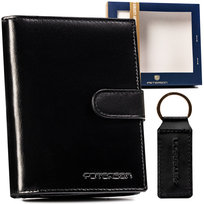 Zestaw męski portfel skórzany + brelok - Peterson