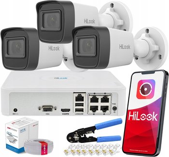 Zestaw Monitoringu Ip 3 Kamery 4Mpx Ipc-B141H-C Zewnętrzne Hilook Hikvision - HiLook