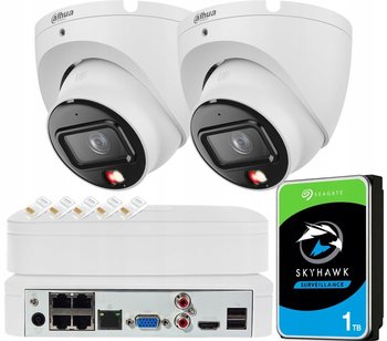 Zestaw Monitoringu Poe Dahua 2 Kamery 6Mpx Full Kolor Dual Light Zewnętrzny - Dahua