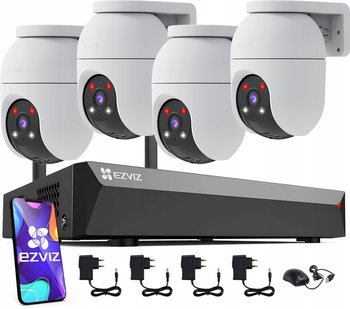 Zestaw Monitoringu Wifi Zewnętrzny 5Mpx Dual Light - Ezviz 4X Kamera Obrotowa Ezviz C8C 3K Wifi | 1X Rejestrator 8 Kanałów Wifi | Komplet Zasilaczy I Akcesoriów - EZVIZ