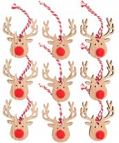Zestaw Na Choinkę 9 Szt Ozdoby Drewniane Renifery 311367