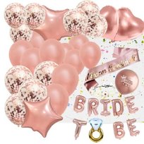 Zestaw na wieczór panieński balony konfettii kubeczki rose gold wstążka