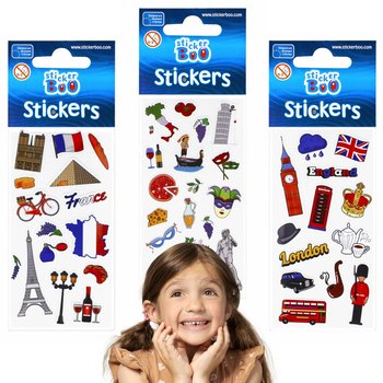 Zestaw naklejek Francja, Wielka Brytania, Włochy, naklejki dla dziecka - Stickerboo