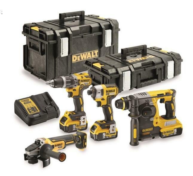 Zestaw narzędzi DEWALT Combo, 18V, Dcg405 + Dch273 + Dcd796 + Dcf887 + 3xdcb184 + dcb115 + ds150 + ds300