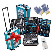 Zestaw narzędzi walizka na kółkach narzędziowa klucze 1200 el 2x rękawice