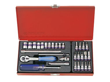 Zestaw nasadek KING TONY 2531MR, 1/4'', 6-kątne, 4-13 mm, T8-T30, HEX 3-10