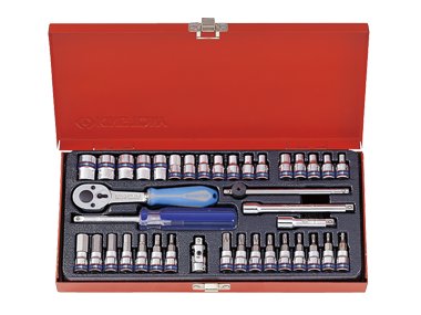 Zestaw nasadek KING TONY 2539MR, 1/4'', 6-kątne, 4-13 mm, T8-T40, HEX 3-10, E4-E8