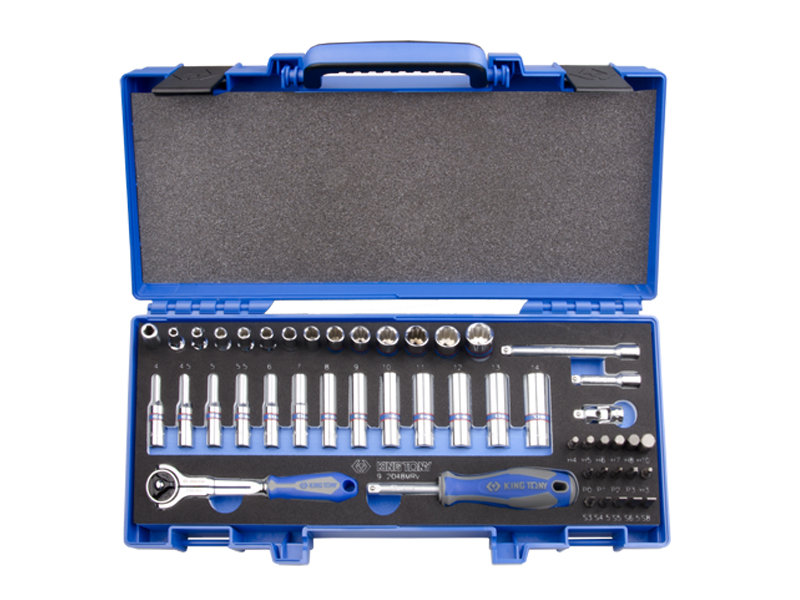 Zestaw nasadek KING TONY 2548MRV, 1/4', 6-kątne, 4-14 mm, HEX 3-10