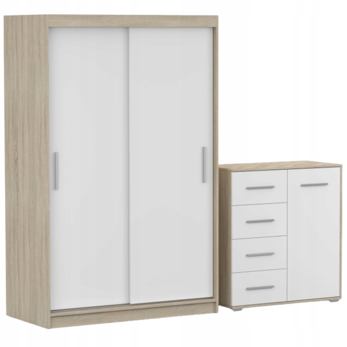 Zestaw NEOMI 04 Szafa 120 Komoda FRIDA MINI 01 90 półki SB PRODUCENT