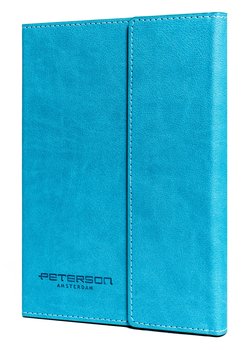 Zestaw notes + długopis PETERSON elegancki notes A5 w linie magnetyczne zapięcie niebieska okładka z eko skóry czarny długopis - Peterson
