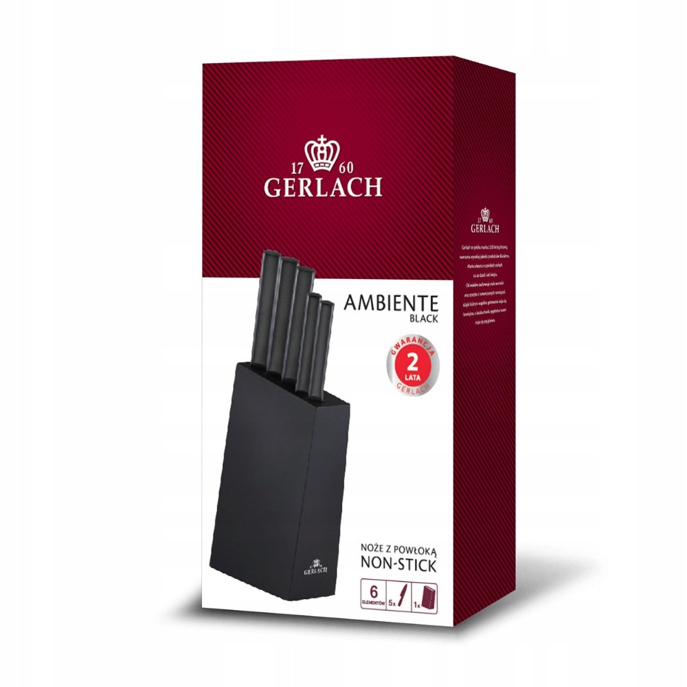 Zestaw noży w bloku Gerlach Ambient Black 5 elementów