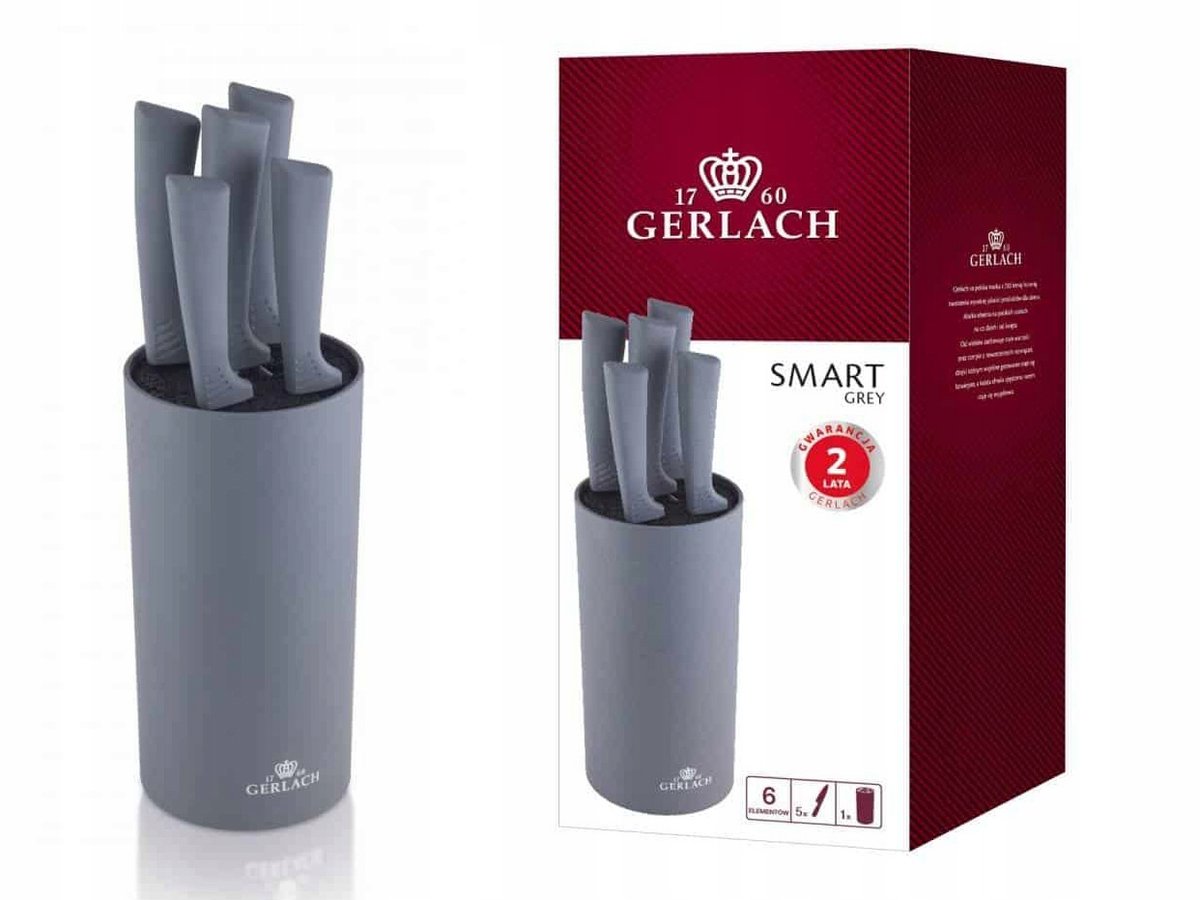 Zestaw noży w bloku Gerlach Smart Grey 5 elementów