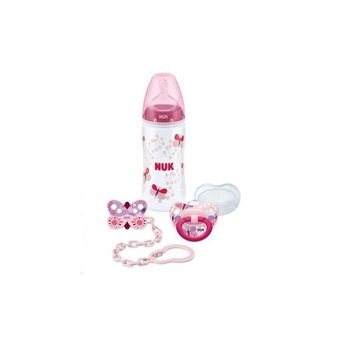 Zestaw NUK First Choice Set - butelka 300ml, smoczek uspokajający, zawieszka 0-6 ms. - Nuk