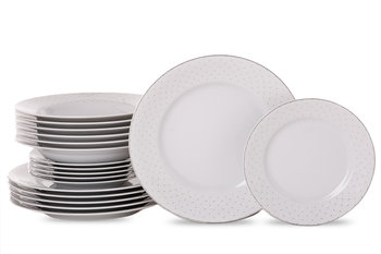 Zestaw obiadowy porcelana 18 elementów biały wzór dla 6 os. AMELIA CARMEN Konsimo - Konsimo