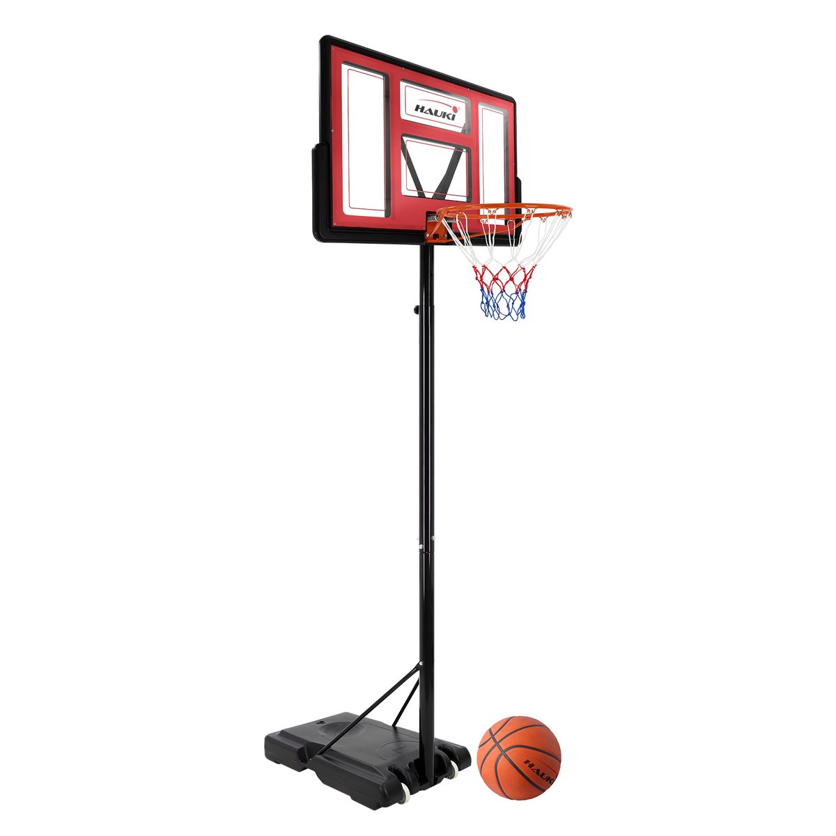 Фото - Баскетбольне кільце Zestaw obręczy do koszykówki ze stojakiem stalowym czerwonym Hauki