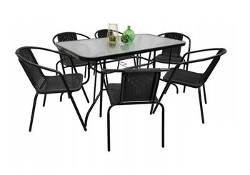Zestaw ogrodowy jadalniany na taras Stół 140x80 na parasol dla 6 osób czarny - Kontrast