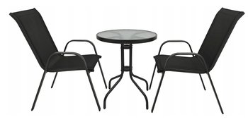 Zestaw ogrodowy kawowy na taras MAJARKA dla 2 osób stół fi60 i krzesła czarny - Kontrast