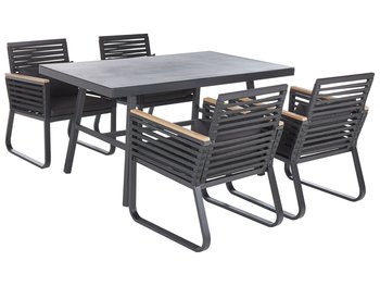 Zestaw ogrodowy metalowy stół i 4 krzesła czarny CANETTO - Beliani