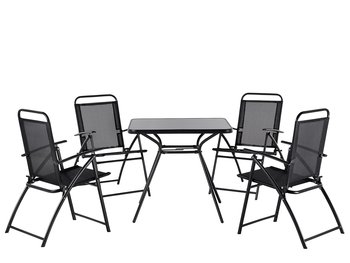 Zestaw ogrodowy metalowy stół i 4 krzesła czarny LIVO - Beliani