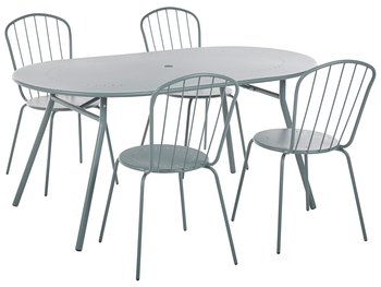 Zestaw ogrodowy metalowy stół i 4 krzesła jasnoniebieski CALVI - Beliani