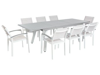 Zestaw ogrodowy metalowy stół i 8 krzeseł szary PERETA - Beliani