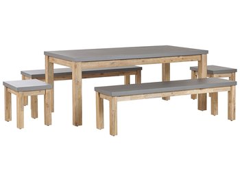 Zestaw ogrodowy stół 2 ławki i 2 stołki szary OSTUNI - Beliani