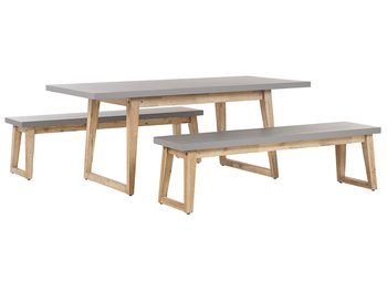 Zestaw ogrodowy stół i 2 ławki szary ORIA - Beliani