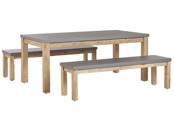 Zestaw ogrodowy stół i 2 ławki szary OSTUNI - Beliani