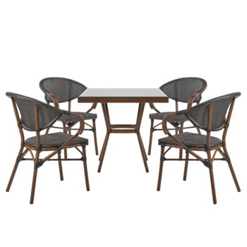 Zestaw ogrodowy stół i 4 krzesła ciemne drewno z szarym CASPRI - Beliani