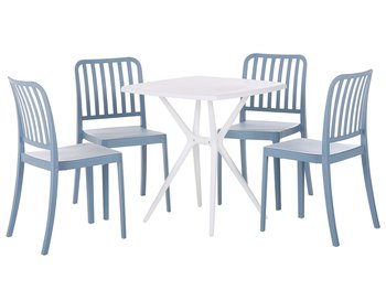 Zestaw ogrodowy stół i 4 krzesła niebieski z białym SERSALE - Beliani
