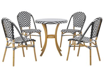 Zestaw ogrodowy stół i 4 krzesła wzór czarno-biały RIFREDDO - Beliani