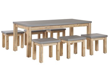 Zestaw ogrodowy stół i 6 stołków szary OSTUNI - Beliani