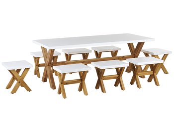 Zestaw ogrodowy stół i 8 stołków biały OLBIA - Beliani