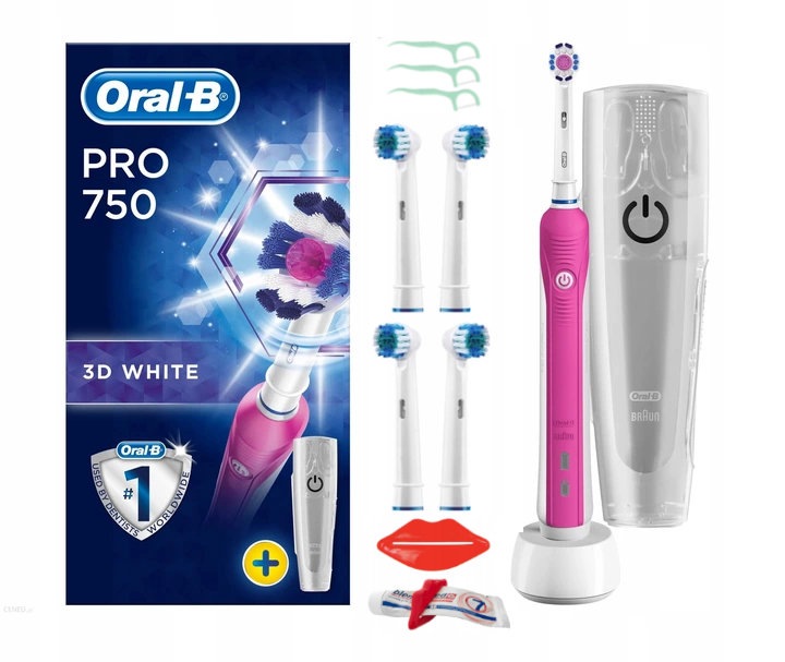 Zestaw OralB Pro 750 Różowa Z Etui + Zam. Precision X4 OralB AGD