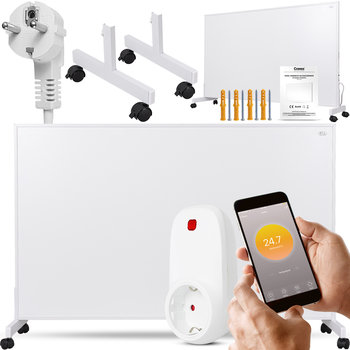 Zestaw Panel grzewczy IR CRONOS Carbon P1000 biały + Termostat WiFi + Nogi - CRONOS