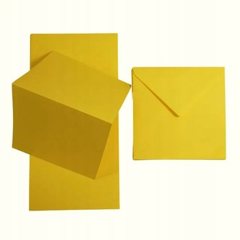 Zestaw papier + koperty kwadratowy żółty 25 szt. - słoneczna papeteria gotowa baza do przedszkola do szkoły - Netuno